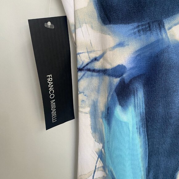 Franco Mirabelli Assymetrical Sleeveless Stretch Blue Tank Carly top Size S - Picture 3 of 5